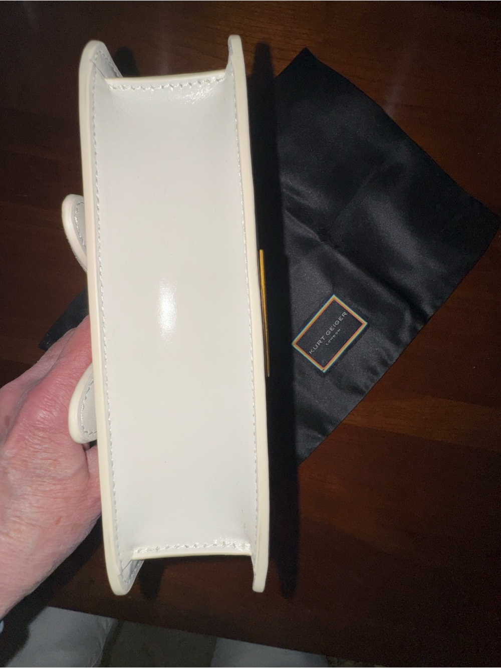 Kurt Geiger London Small Shoreditch Large Bow - NWT embellished Cream Patent - Picture 11 of 12